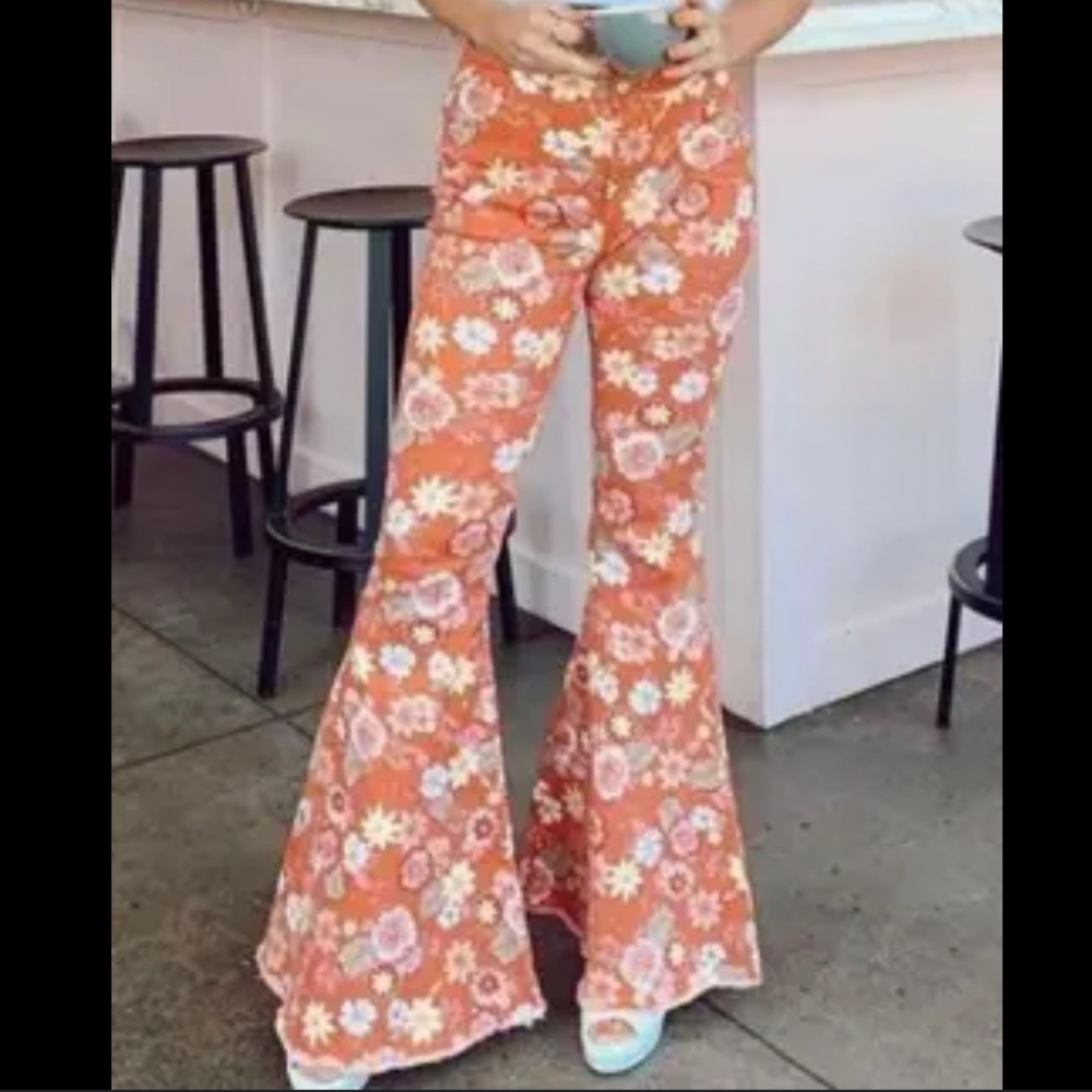 Vici for Peach Love California Groovy Floral Flare Jeans Pants